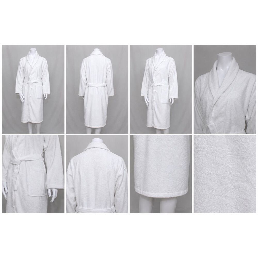 White Bathrobe 100% Cotton L-XL Turkish Towel Robe Soft Spa Hotel Quality Unisex - Picture 7 of 7